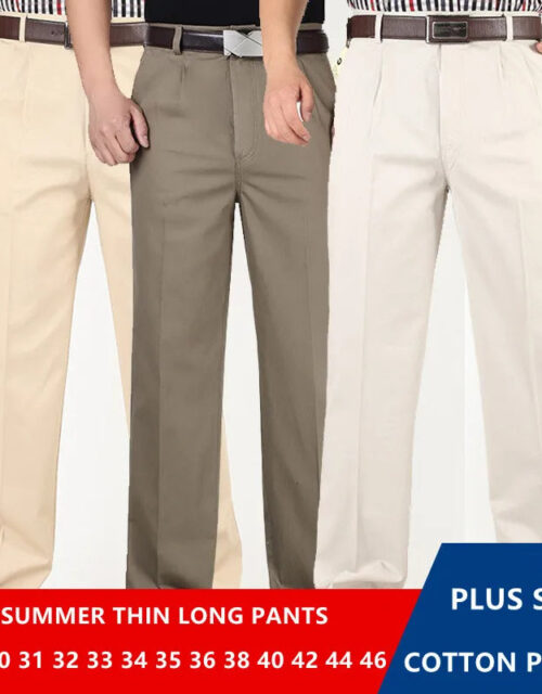 Men's Thin Summer Cotton Straight Trousers