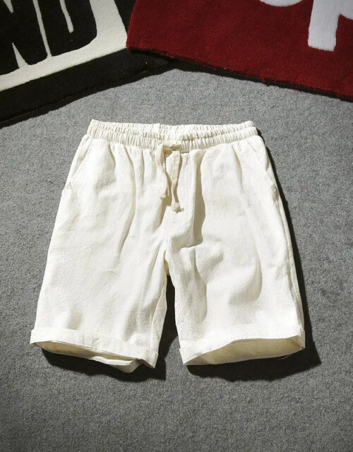 Summer Men's Straight Tube Cotton Linen Shorts