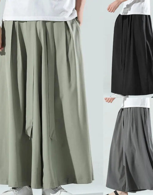 Cozy Black Ice Silk Hakama Kung Fu Pants