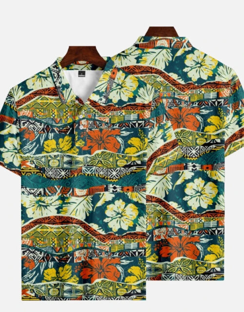 Summer Hawaiian Vintage Patchwork Men's Golf Polo Shirt