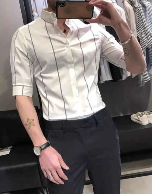 Fashion Men's Striped Long-Sleeved Shirt