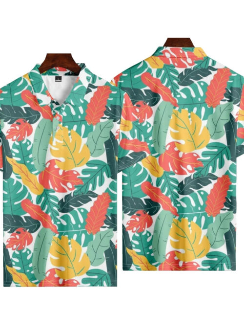 Top Quality Summer Hawaiian Style Men's Golf Polo Shirt
