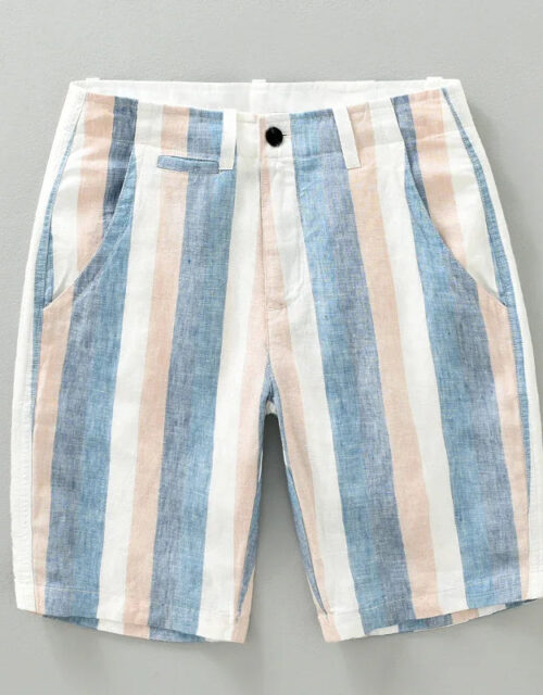 Summer New Contrast Striped Linen Shorts