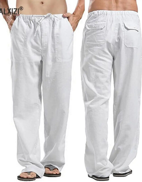 Men's Cotton Linen Pants Large Size Trousers