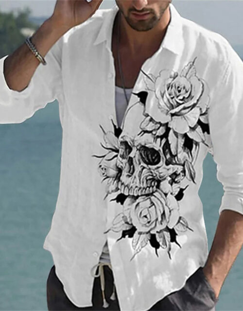 Skull Men's Summer Long Sleeve Shirt