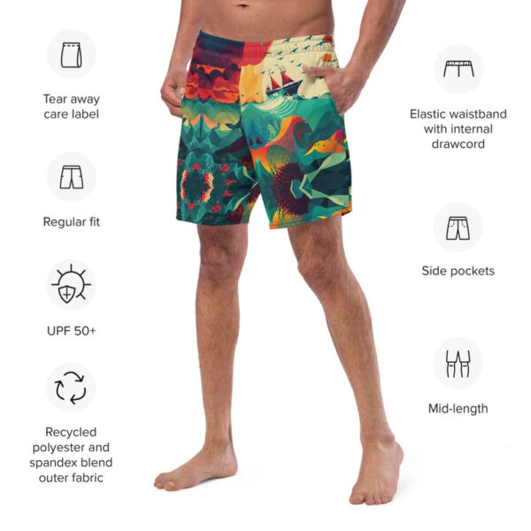 Vibrant Colorful Cool Swim Designer Shorts Summer Beachwear Men's Swimmer Trunks - Image 2