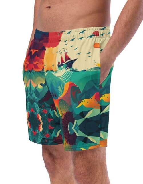 Vibrant Colorful Cool Swim Designer Shorts Summer Beachwear Men's Swimmer Trunks
