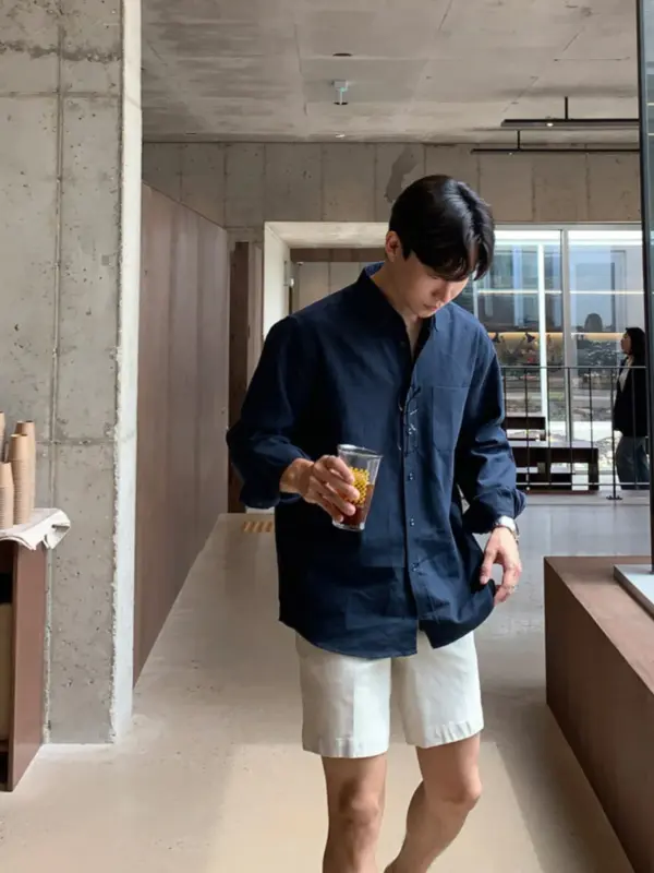 Cotton Linen Men's Long-Sleeved Shirts Summer - Image 2