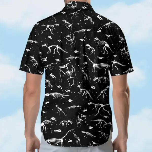 Dinosaur Button Shirt Retro Natural Hawaiian Shirt - Image 2