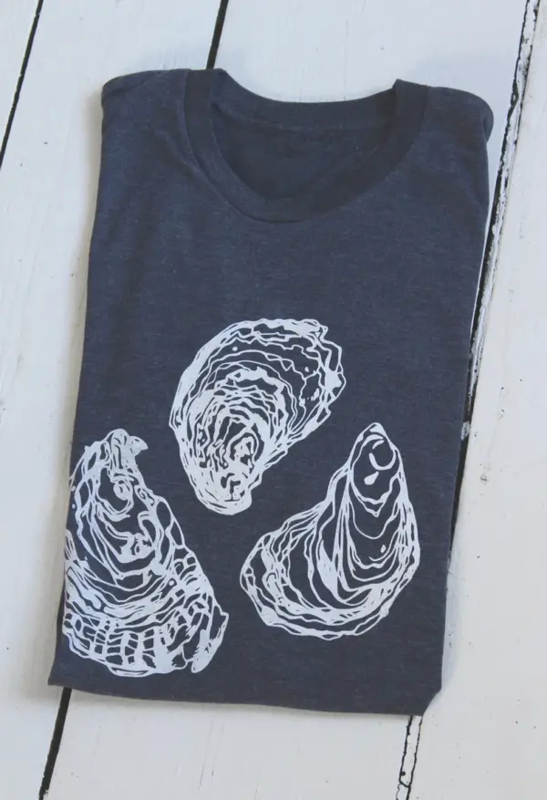 Mens Oyster T Shirt - Organic - Tri-Blend - Hand Screen Print - Image 2