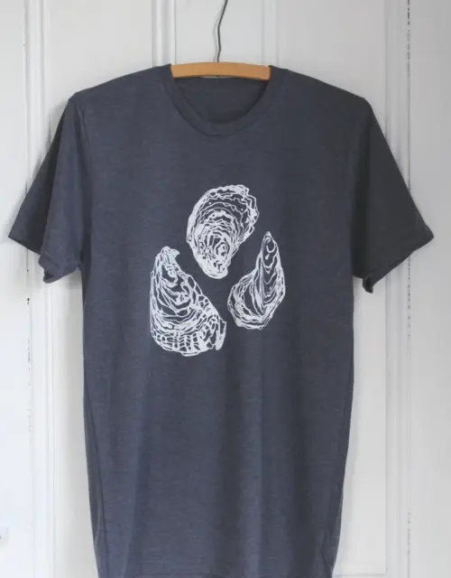 Mens Oyster T Shirt - Organic - Tri-Blend - Hand Screen Print