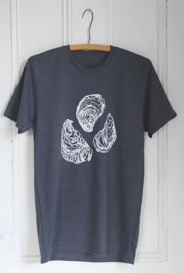 Mens Oyster T Shirt - Organic - Tri-Blend - Hand Screen Print