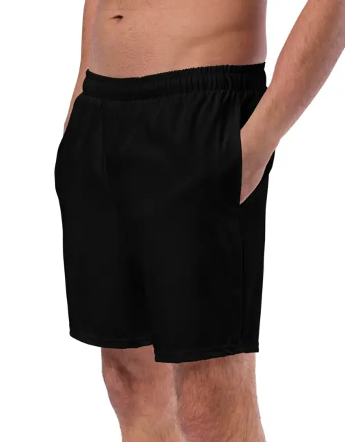 Solid Black Men's Swim Trunks, Summer Beach Trunks, Swimming Trunks, Bathing Suit, Swim Wear, Rave Festival Shorts, Unique Gifts for Him